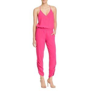 Amanda Uprichard Hot Pink Lowell Rouched V-Neck Jumpsuit P (XS)